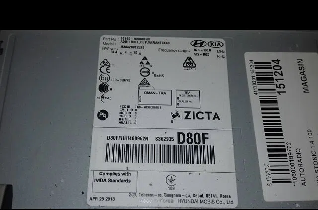 Autoradio Kia STONIC (YB) 1.4 cvvt (2017) occasion
