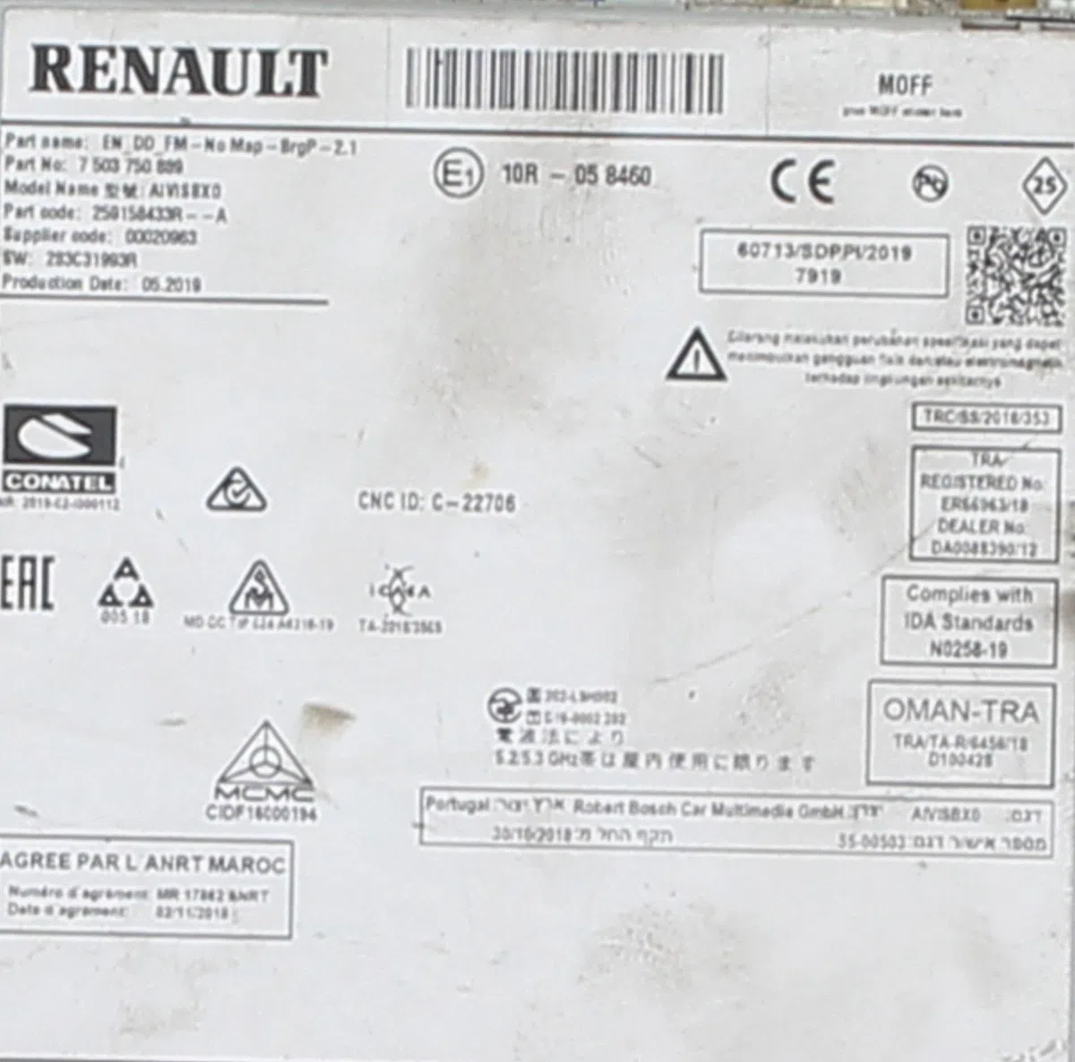 Autoradio Renault CLIO V (B7_) 1.0 tce 100 (b7mt) (2019) occasion