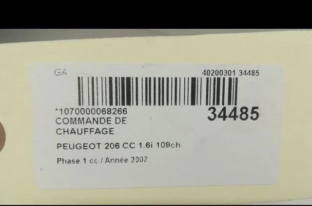 Commande de chauffage Peugeot 206 CC (2D) 1.6 16v (2dnfuf, 2dnfur) (2000-2007) 2 portes occasion — photo 4