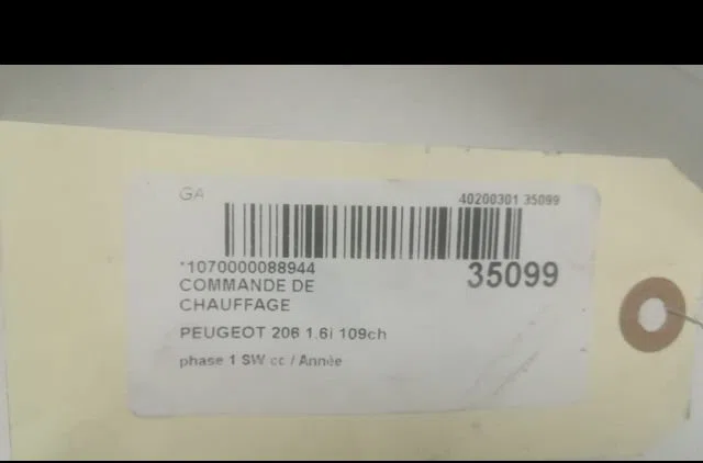 Commande de chauffage Peugeot 206 SW (2E-K) 1.6 16v (2002) occasion — photo 3