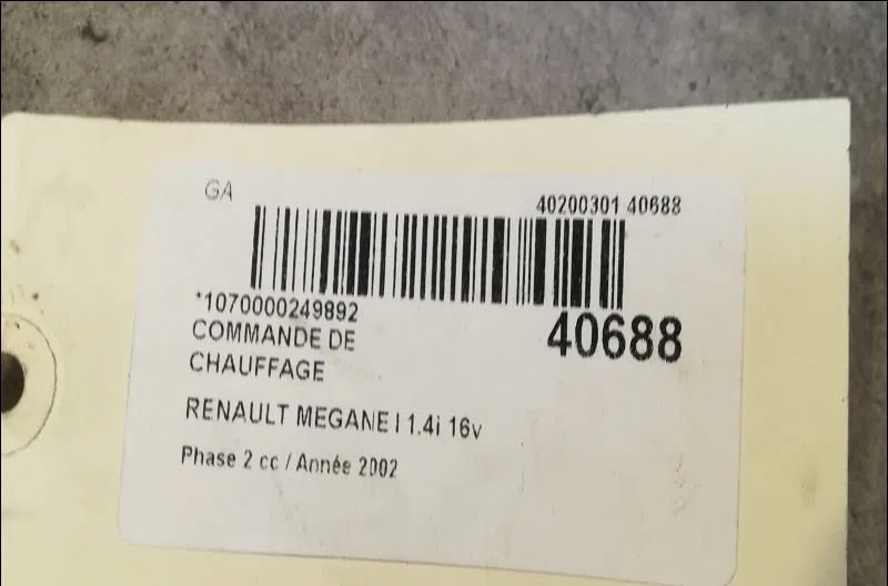 Commande de chauffage Renault MEGANE I (BA0-1_) 1.4 16v (ba0d, ba1h, ba0w, ba10) (1999-2003) occasion — photo 3