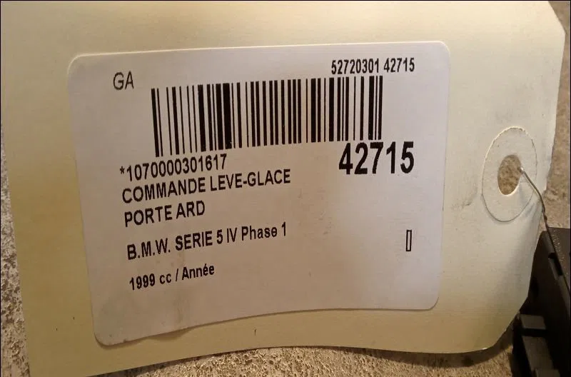 Commande leve-glace porte arrière droite Bmw 5 (E39) 530 d (1998-2000) occasion — photo 2