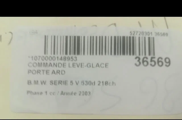 Commande leve-glace porte arrière droite Bmw 5 (E60) 530 d (2002-2005) occasion — photo 3