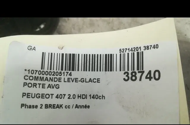 Commande lève-glace porte avant gauche PEUGEOT 407 2009 occasion — photo 3