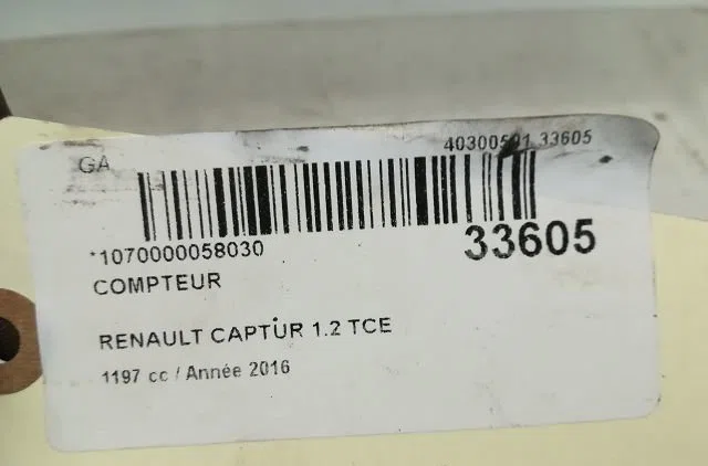 Compteur Renault CAPTUR I (J5_, H5_) 1.2 tce 120 (2013) occasion — photo 4