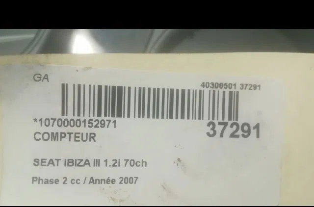 Compteur Seat IBIZA III (6L1) 1.2 12v (2006-2009) occasion — photo 3