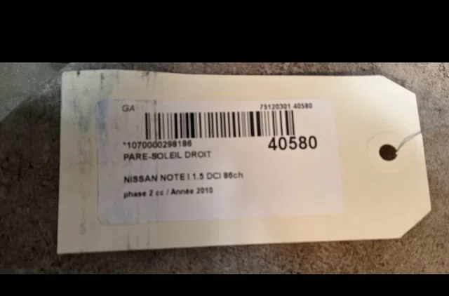 Pare-soleil droit Nissan NOTE (E11, NE11) 1.5 dci (2010-2012) occasion