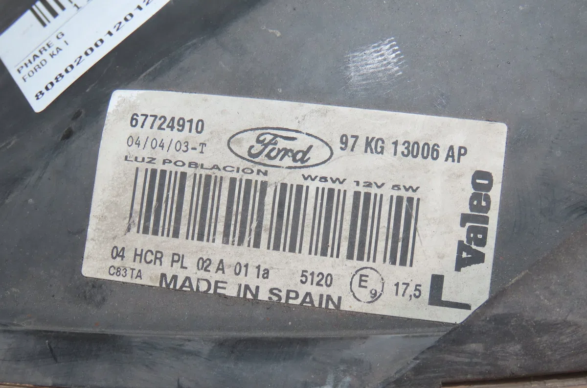 Phare gauche Ford STREET KA (RL2) 1.6 (2003-2005) occasion