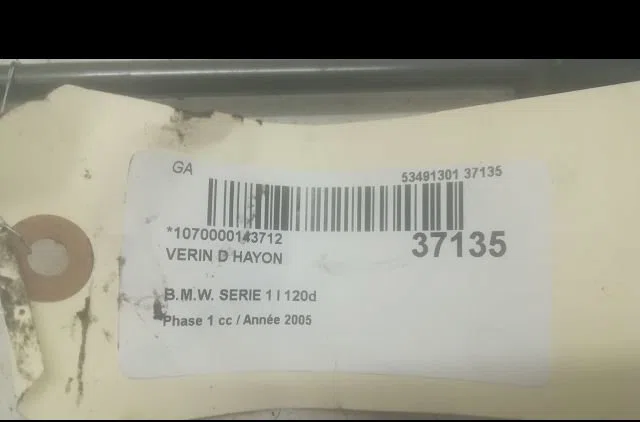 Verin droit hayon Bmw 1 (E87) 120 d (2004-2011) occasion